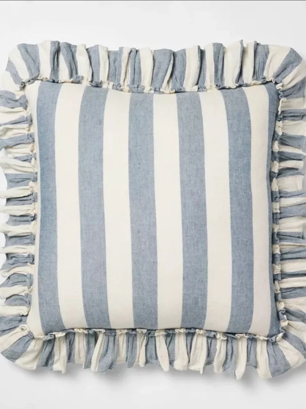 Threshold Studio McGee Blue Striped Ruffle Accent Pillow 20 x 20 inches